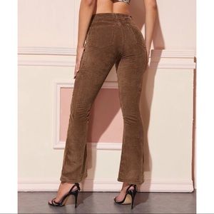 brown corduroy high flared pants